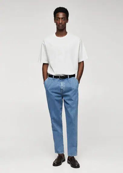 100% cotton relaxed fit T-shirt white - Man - XS - MANGO MAN