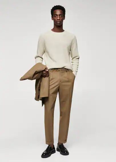 Slim fit suit trousers tobacco brown - Man - 34 - MANGO MAN