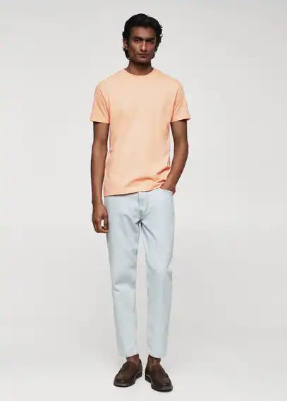 100% cotton t-shirt pastel orange - Man - XS - MANGO MAN