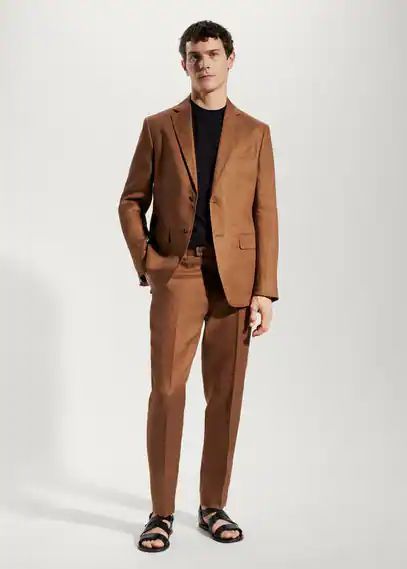 100% linen suit trousers brown - Man - 30 - MANGO MAN