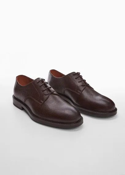 Leather blucher shoes chocolate - Man - 5½ - MANGO MAN