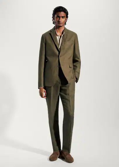 100% linen suit trousers green - Man - 29 - MANGO MAN