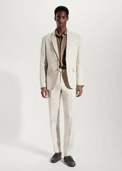100% linen suit trousers beige - Man - 29 - MANGO MAN
