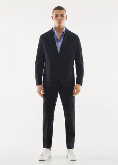 Breathable slim-fit suit trousers navy - Man - 31 - MANGO MAN