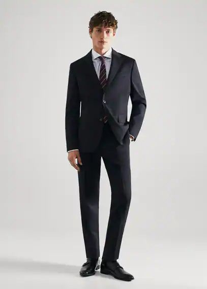 Slim fit virgin wool suit trousers navy - Man - 30 - MANGO MAN