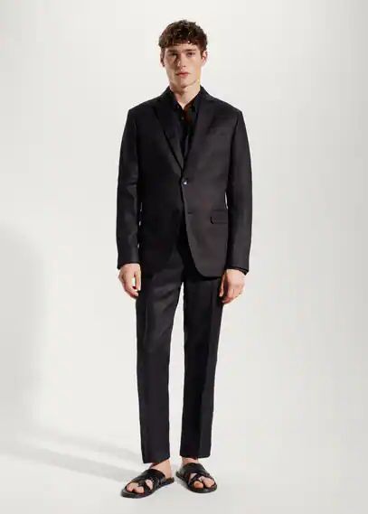 100% linen suit trousers black - Man - 30 - MANGO MAN