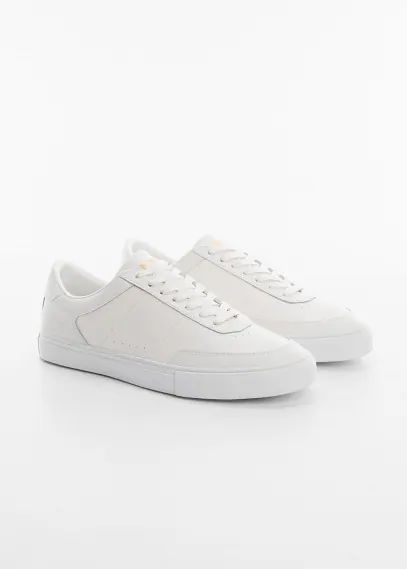 Lace-up leather sneakers white - Man - 6 - MANGO MAN