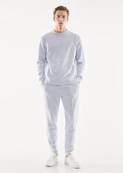 Breathable antibacterial sweatshirt light heather grey - Man - XS - MANGO MAN