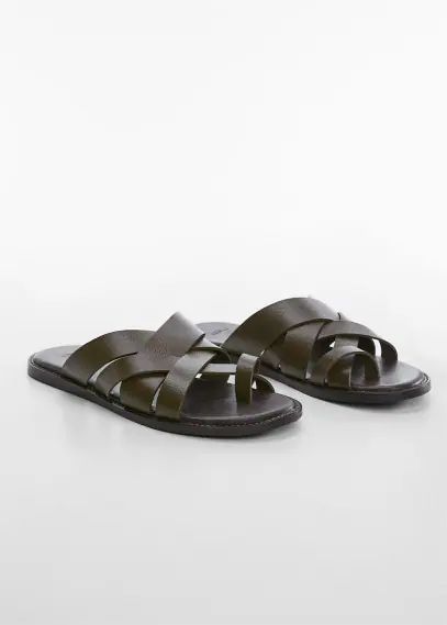 Leather straps sandals khaki - Man - 5½ - MANGO MAN