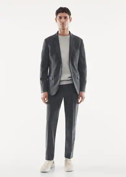 Textured slim fit suit trousers grey - Man - 31 - MANGO MAN