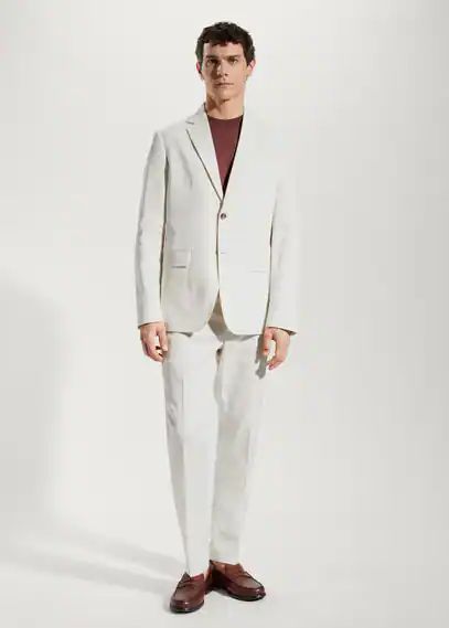 Slim fit linen suit trousers ecru - Man - 29 - MANGO MAN