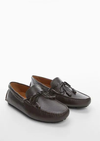 Leather loafers with tassels brown - Man - 5½ - MANGO MAN