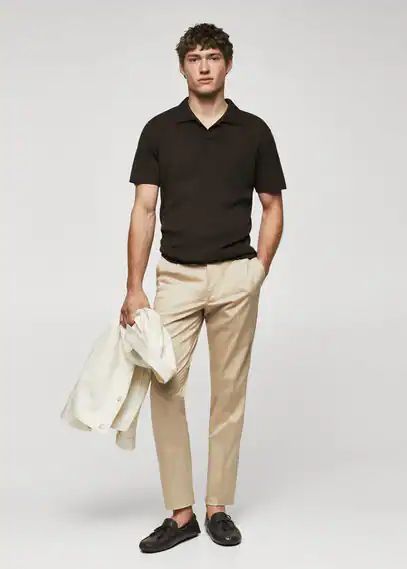 Slim-fit cotton trousers sand - Man - 30 - MANGO MAN