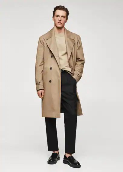 Classic 100% cotton trench coat medium brown - Man - S - MANGO MAN
