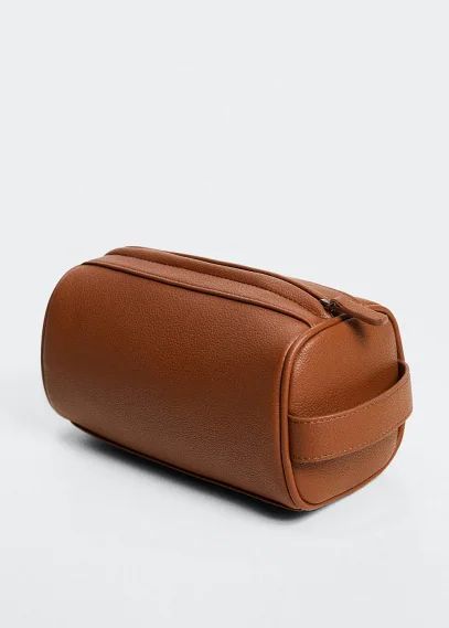 Leather-effect toiletry bag leather - Man - One size - MANGO MAN