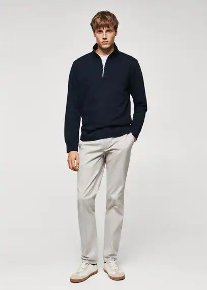 Cotton sweatshirt with zip neck navy - Man - XS - MANGO MAN