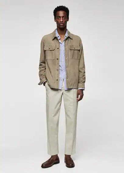 100% leather jacket medium brown - Man - S - MANGO MAN