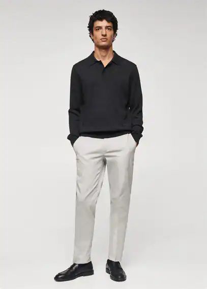 Slim fit chino trousers light heather grey - Man - 34 - MANGO MAN
