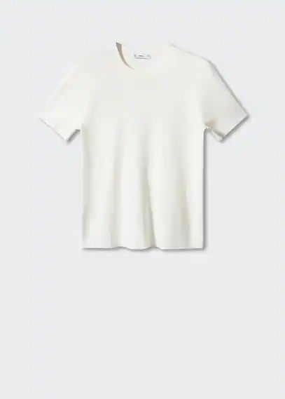 Fine-knit T-shirt off white - Man - S - MANGO MAN