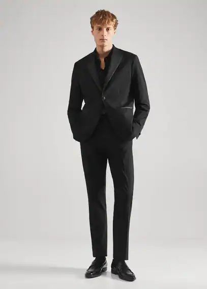 Satin lapels suit blazer black - Man - 38 - MANGO MAN