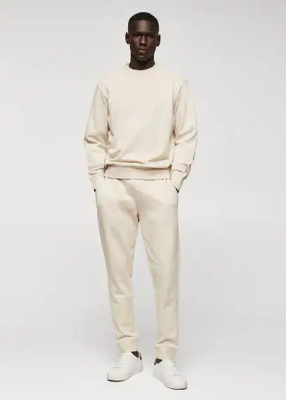 Cotton jogger-style trousers sand - Man - S - MANGO MAN