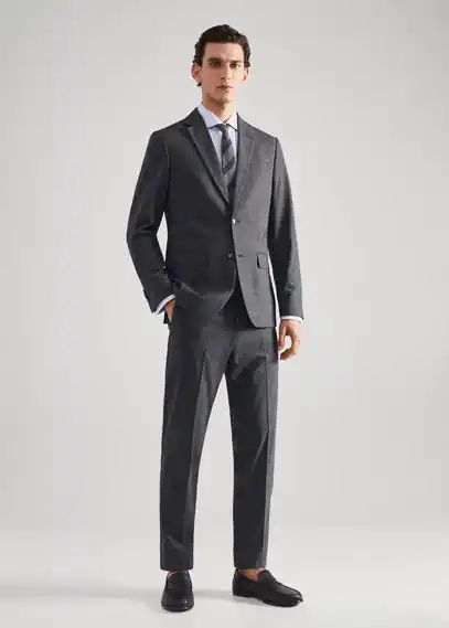 Slim fit wool suit trousers grey - Man - 34 - MANGO MAN