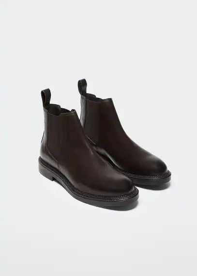 Leather Chelsea ankle boots brown - Man - 7 - MANGO MAN