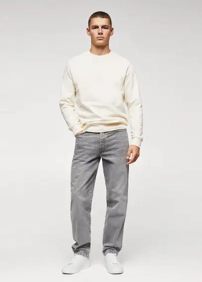 Plush cotton sweatshirt off white - Man - XXL - MANGO MAN