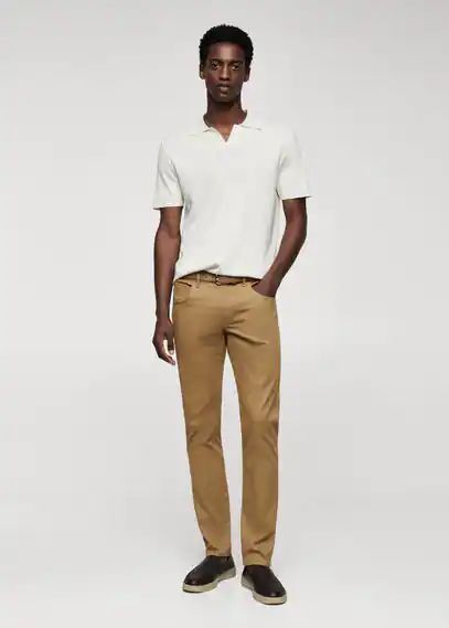 Slim fit denim-effect serge trousers brown - Man - 30 - MANGO MAN