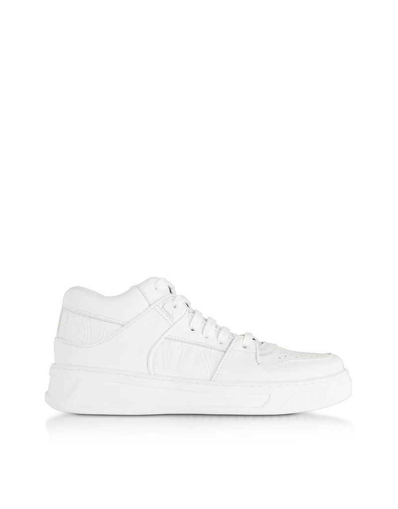 Balmain Designer Shoes, Optic White Kane Leather Low Top Sneakers