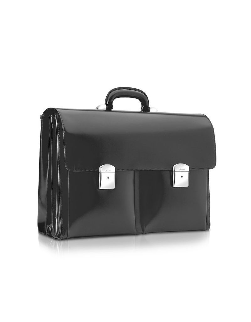 Designer Briefcases, 1949 - Black Calfskin Triple Gusset Briefcase