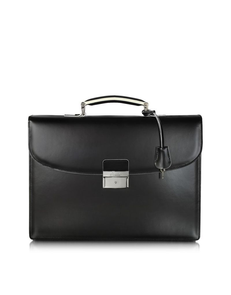 Designer Briefcases, Optical Black and White Leather Briefcase