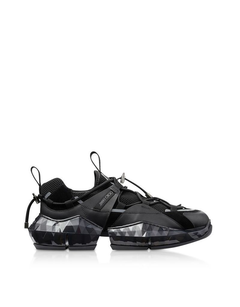 Jimmy Choo Designer Shoes, Black Diamond Trial Sneakers w/ Stretch Mesh