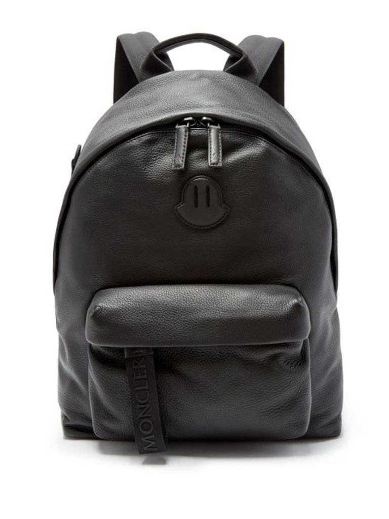 Moncler - Logo-patch Leather Backpack - Mens - Black