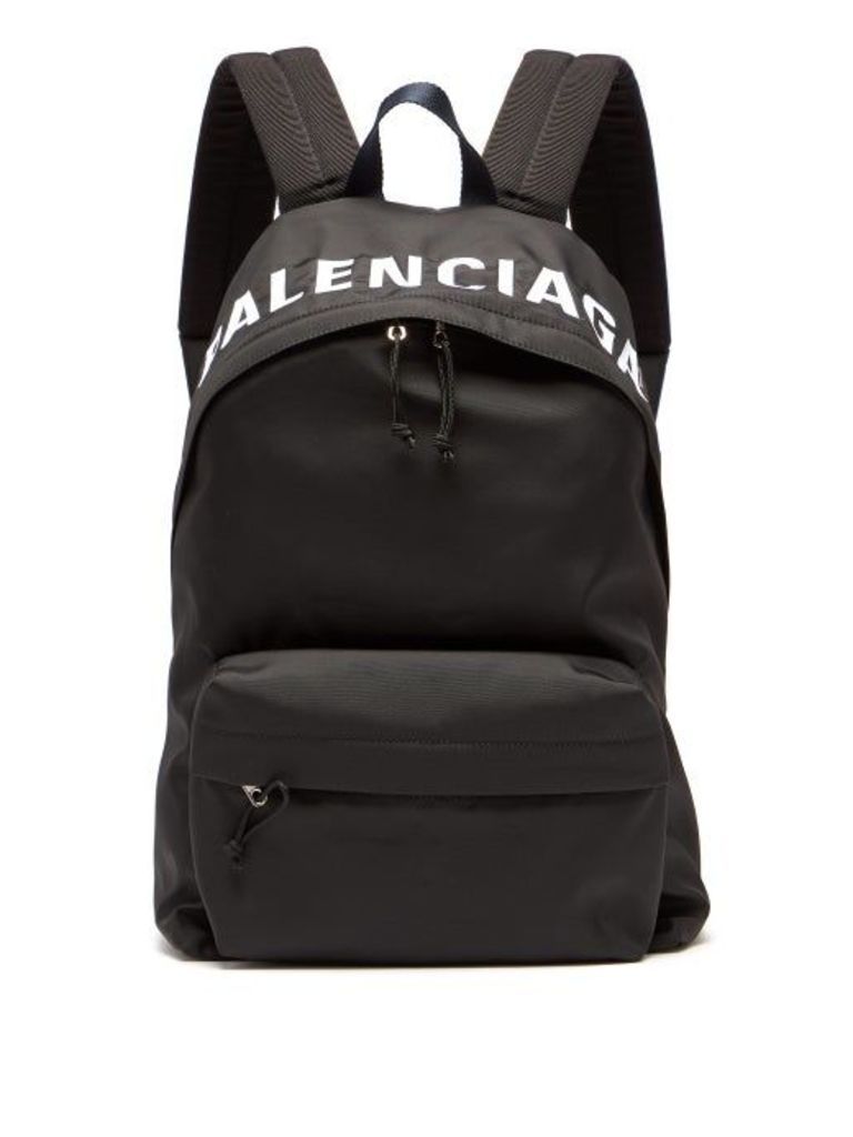 Balenciaga - Wheel Logo Embroidered Backpack - Mens - Black