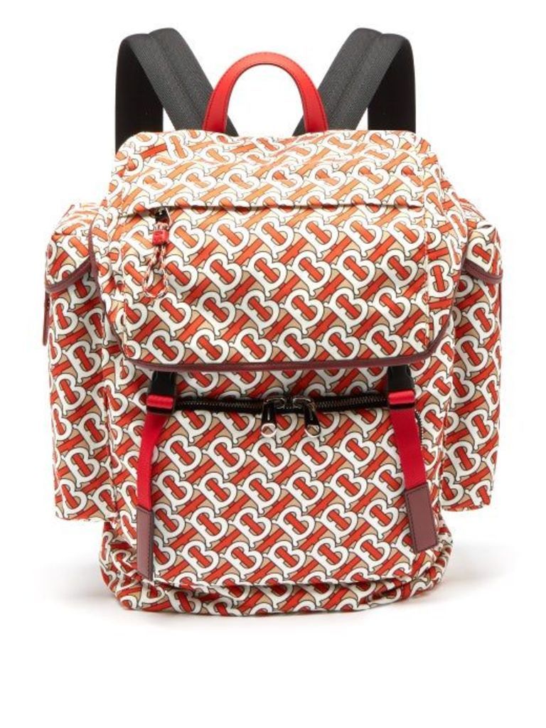 Burberry - Tb Monogram Leather-trim Backpack - Mens - Red Multi