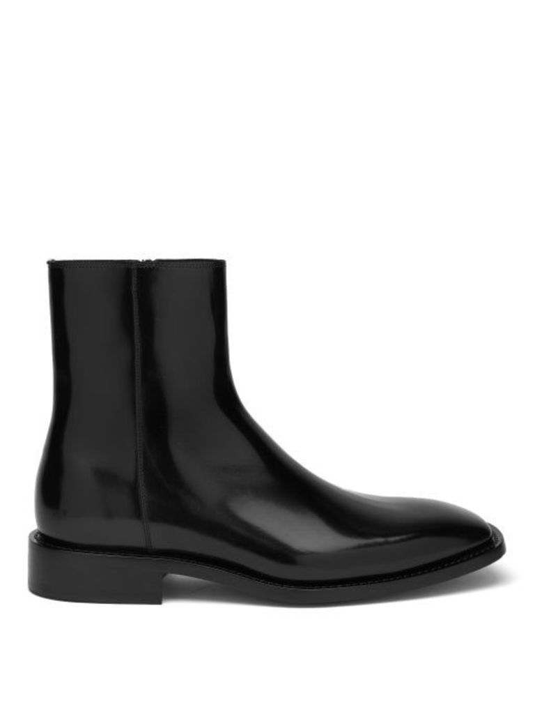 Balenciaga - Square-toe Leather Boots - Mens - Black