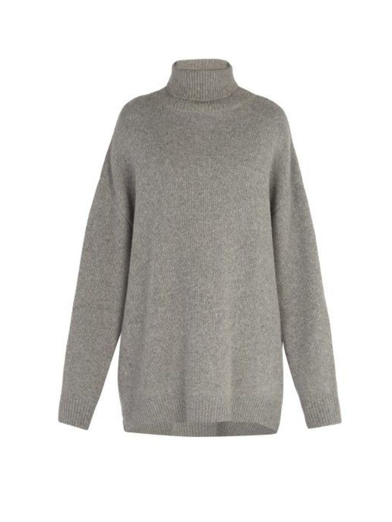 Raey - Displaced Sleeve Roll Neck Wool Sweater - Mens - Grey