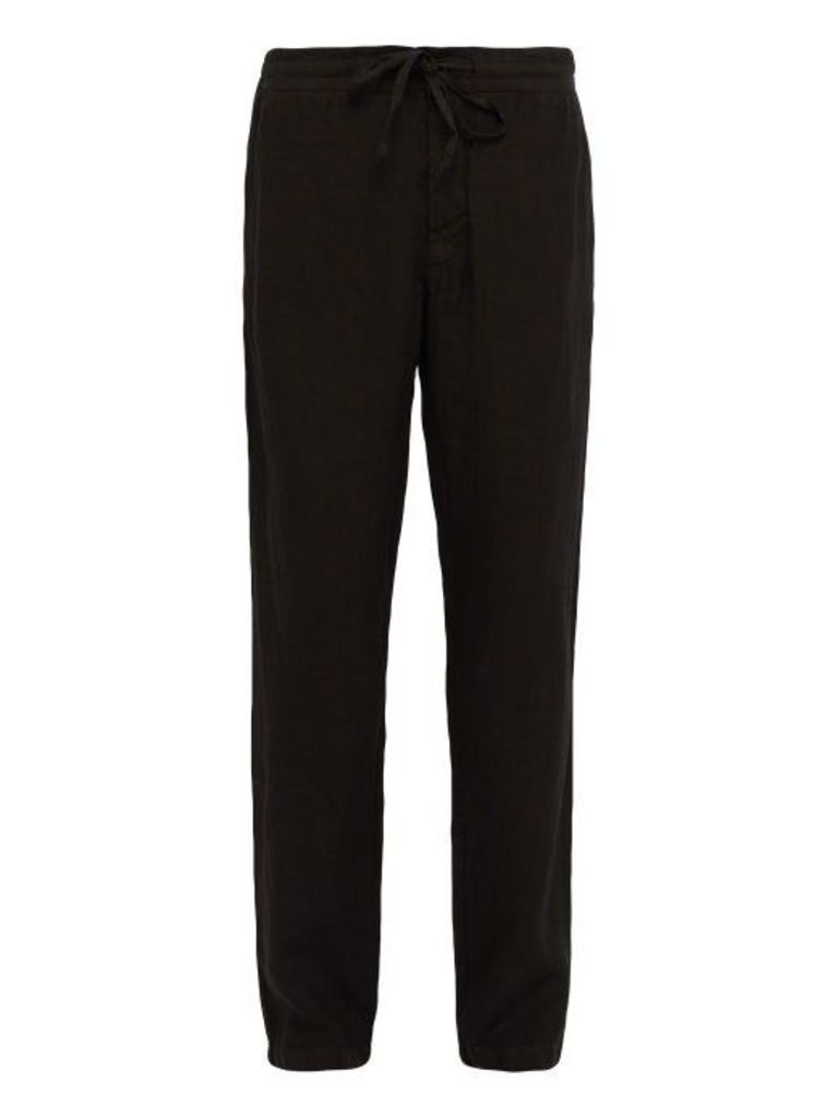 120% Lino - Mid-rise Linen Trousers - Mens - Black