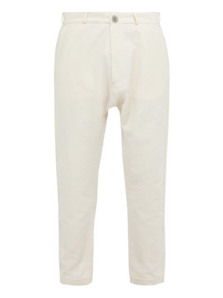 Marrakshi Life - Tapered Leg Cotton Blend Trousers - Mens - Cream