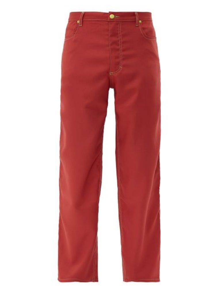 Eckhaus Latta - Topstitched Twill Wide-leg Trousers - Mens - Red