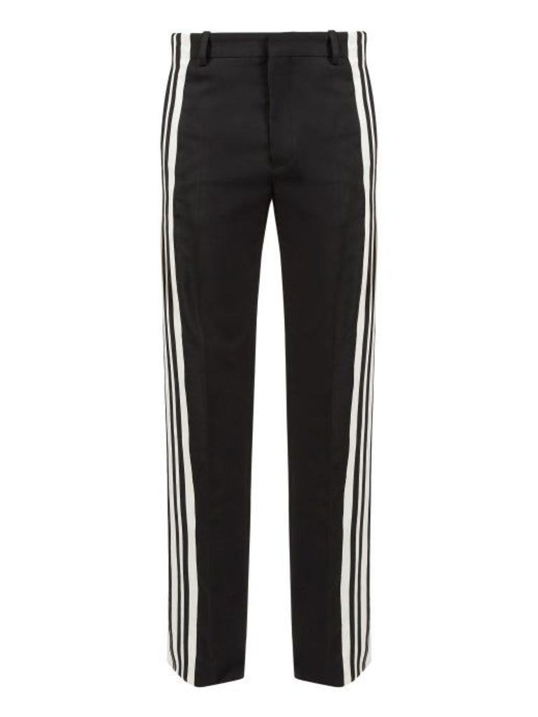 Balenciaga - Side-striped Stretch-twill Trousers - Mens - Black White