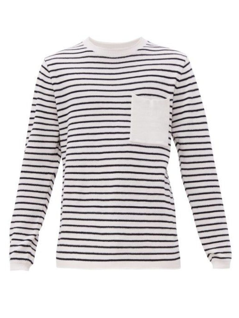 Saturdays Nyc - Kevin Striped Cotton Blend Sweater - Mens - White