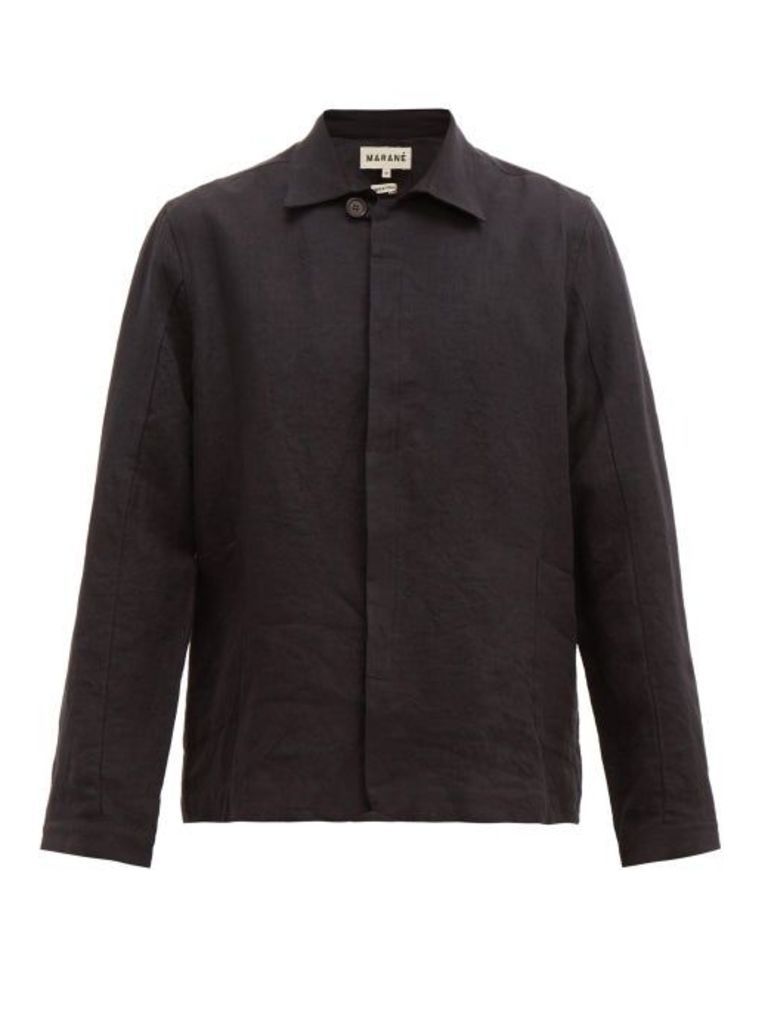 Marané - Button-down Linen Jacket - Mens - Black