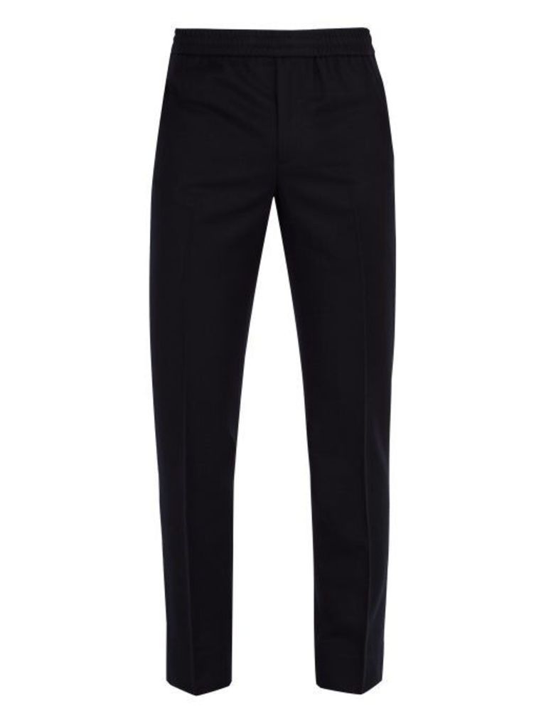 Moncler - Mid Rise Wool Blend Track Pants - Mens - Navy