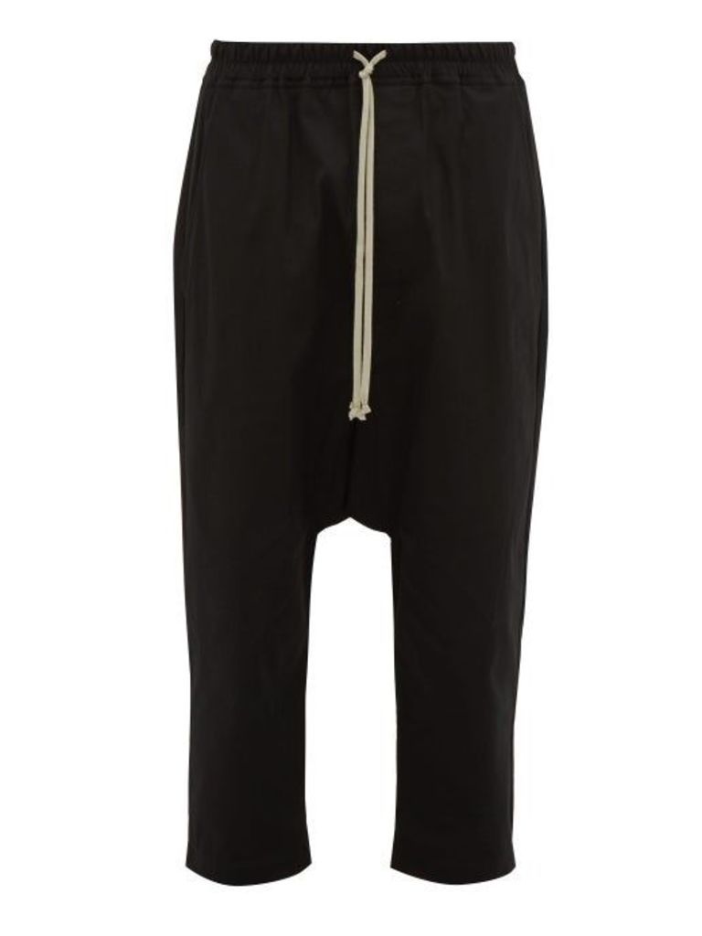 Rick Owens - Cropped Stretch-cotton Twill Trousers - Mens - Black