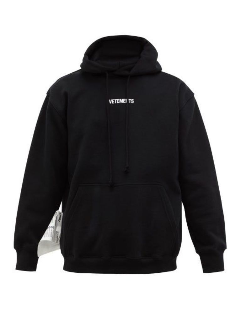 Vetements - Logo Printed Jersey Hooded Sweatshirt - Mens - Black