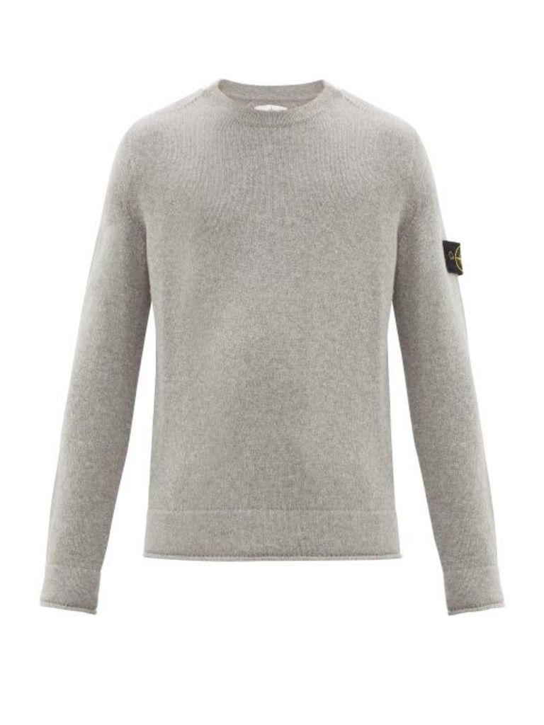 Stone Island - Logo Patch Wool Blend Sweater - Mens - Light Grey