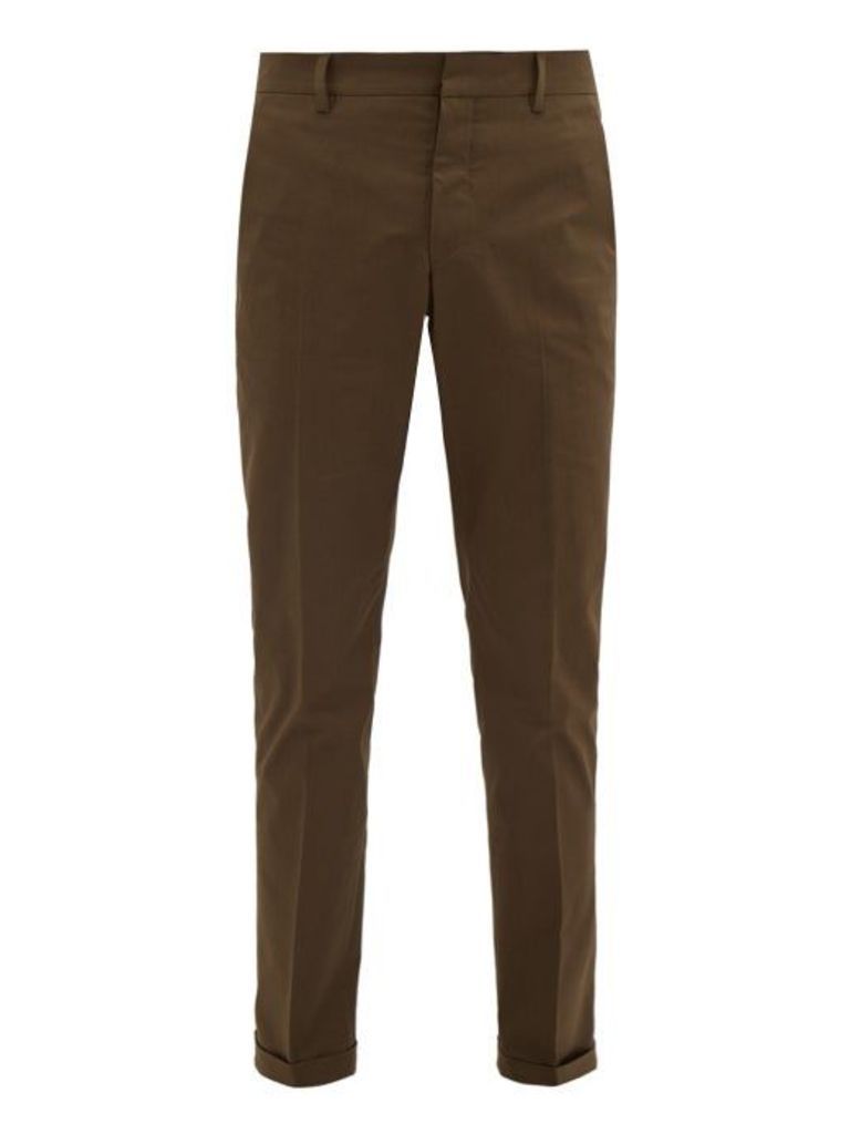 Prada - Slim-leg Cotton-blend Trousers - Mens - Brown