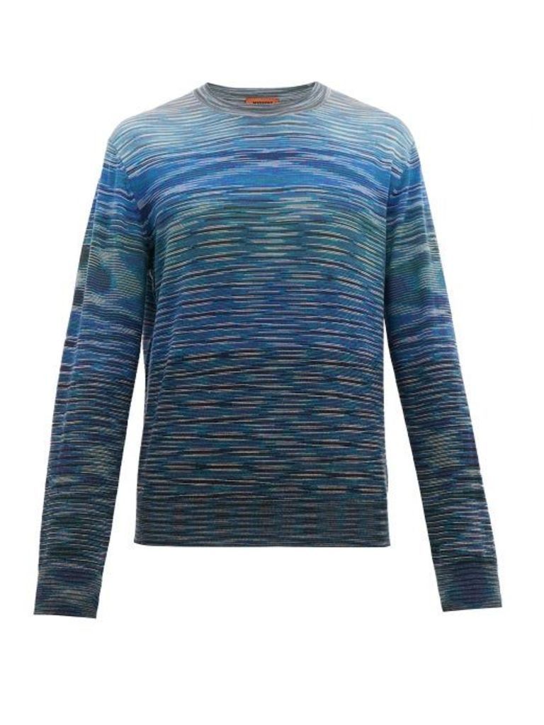 Missoni - Striped Crew-neck Wool Sweater - Mens - Blue Multi